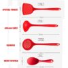 4-Piece Red Silicone Cooking Utensils Set - Turner Spatula, Skimmer, Ladle and Spoon Spatula - Nonstick Eco Kitchen Utensils Set 480ºF Heat-Resistant 4C (Red)