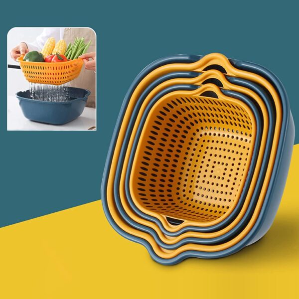 6 Pcs Drain Basket Set with Handles - Versatile Kitchen 6 Pcs Drain Basket Set with Handles - Versatile Kitchen Colander for Rice, Pasta, Spaghetti, Fruits, Vegetables - ABS Plastic Strainer Bowls -Cooking Pot Drainers & Sifters-(Castleton Green)