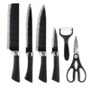 6 Pcs Kitchen Knife Set with Covers, High Carbon Stainless Steel Black Colour Coated Chef Knife I Utility Knife I Sontuku Knife I Bread Knife I Utility Knife (Black)