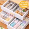 6 pcs Adjustable Drawer Divider (30 C.M. Length- 7 C.M. Width) Drawer Organizer for Kitchen, Cutlery, Clothes & Storage Drawers - Interlocking Plastic Separators for Home and Office use [ white ]