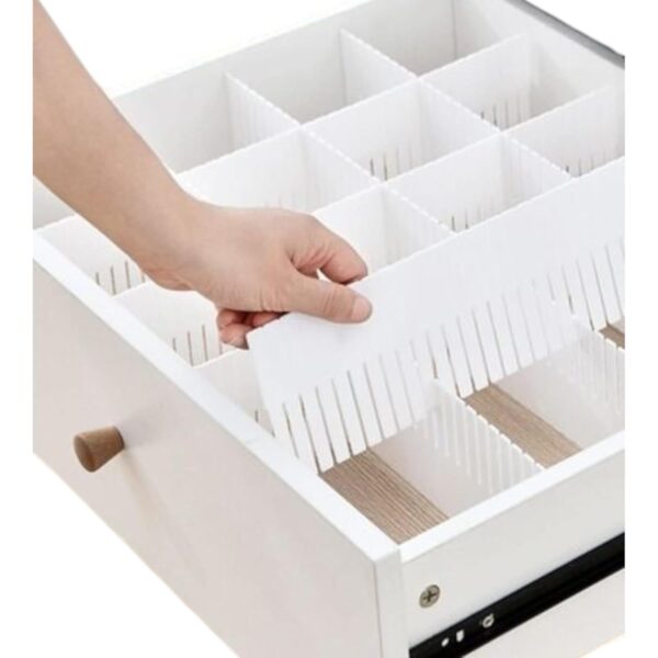 6 pcs Adjustable Drawer Divider (30 C.M. Length- 7 C.M. Width) Drawer Organizer for Kitchen, Cutlery, Clothes & Storage Drawers - Interlocking Plastic Separators for Home and Office use [ white ]
