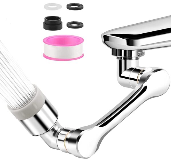 AKRIZA 1080° Rotating Tap Extender for Kitchen Sink Aerator - Universal Splash Filter Faucet Extender with 2 Modes Large Angle Sink Accessories (ABS)
