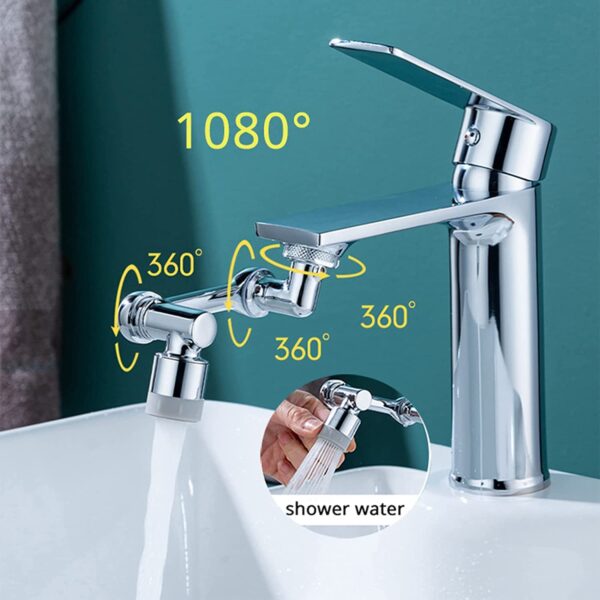 AKRIZA 1080° Rotating Tap Extender for Kitchen Sink Aerator - Universal Splash Filter Faucet Extender with 2 Modes Large Angle Sink Accessories (ABS)