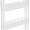 Amazon Brand - Solimo Plastic Rolling Storage Rack | 4-Tiered Shelf Slide-Out Organizer | for Kitchen, Bathroom, Pantry & Utility Storage| Space-Saving | Floor Standing Multipurpose Shelf | White