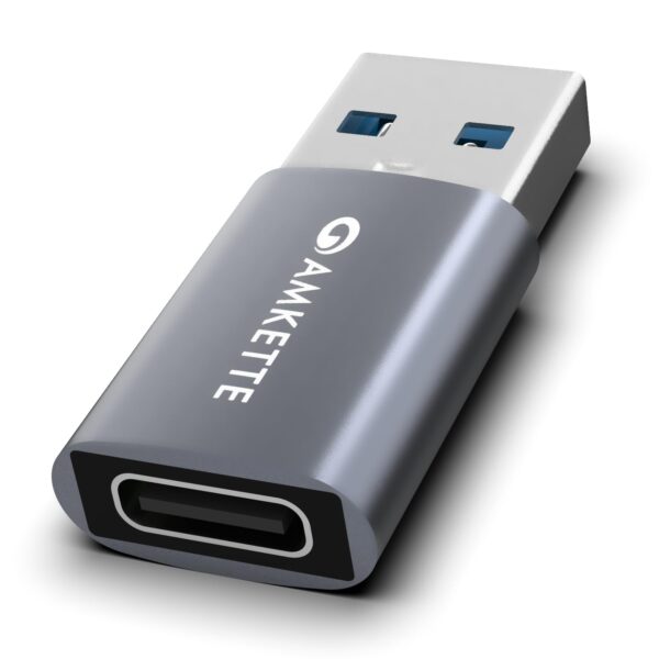 Amkette USB 3.0 Type-C Female to USB-A Male OTG Adapter Amkette USB 3.0 Type-C Female to USB-A Male OTG Adapter | 5Gbps High-Speed Data Transfer | 15W Fast Charging | Compact, Portable & Durable Aluminum Alloy | Universal Compatibility for Laptops & More