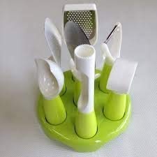 BLENT 7pcs Multifunctional Kitchen Food Slicer Fruit Tool Set with Stand Essential Utensil Set Cooking Tools Gadgets Stainless Steel + Plastic