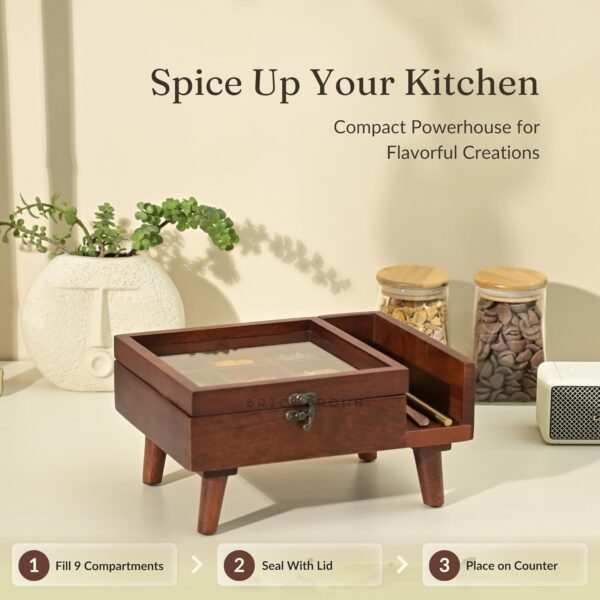BRICK-BROWN-®-Premium-Handcrafted-Crafted-9-Compartment-Wooden-Table-Top-Masala-Dabba-Containers-Jars-Kitchen-Spice-Box-with-Spoon-Masala-Box-with-Legs-For-Kitchen-10.7x8x4.6-Inches.jpg BRICK BROWN ® Premium Handcrafted Crafted 9-Compartment Wooden Table Top Masala Dabba Containers Jars & Kitchen Spice Box with Spoon Masala Box with Legs For Kitchen - 10.7x8x4.6 Inches