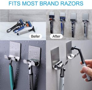 Bholu Creations Razor Holder for Shower Stainless Steel Wall Power Plug Waterproof Self Adhesive Utility Hooks for Towel Loofah Keys Kitchen and Bathroom Pack of 1