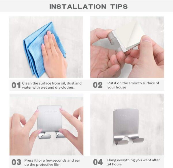 Bholu Creations Razor Holder for Shower Stainless Steel Wall Power Plug Waterproof Self Adhesive Utility Hooks for Towel Loofah Keys Kitchen and Bathroom Pack of 1
