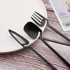 Black-Cutlery-Set-–-4-Piece-Premium-Stainless-Steel-Silverware-Set-Matte-Black-Spoon-Fork-Knife-Teaspoon-Luxury-Flatware-Set-for-Dining-Table-Home-Kitchen-Restaurant-Use.jpg Black Cutlery Set – 4 Piece Premium Stainless Steel Silverware Set | Matte Black Spoon Fork Knife Teaspoon | Luxury Flatware Set for Dining Table, Home, Kitchen & Restaurant Use