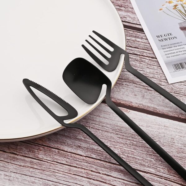 Black-Cutlery-Set-–-4-Piece-Premium-Stainless-Steel-Silverware-Set-Matte-Black-Spoon-Fork-Knife-Teaspoon-Luxury-Flatware-Set-for-Dining-Table-Home-Kitchen-Restaurant-Use.jpg Black Cutlery Set – 4 Piece Premium Stainless Steel Silverware Set | Matte Black Spoon Fork Knife Teaspoon | Luxury Flatware Set for Dining Table, Home, Kitchen & Restaurant Use