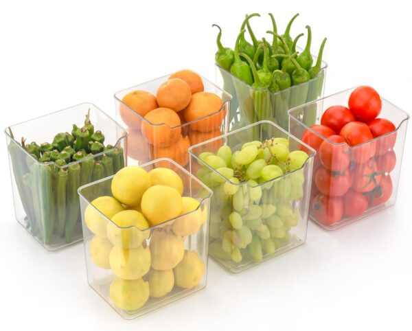 Black Olive Fridge Storage Containers, Multipurpose Transparent Refrigerator Organizer, Space-saving Black Olive Fridge Storage Containers, Multipurpose Transparent Refrigerator Organizer, Space-saving BPA Free Plastic Freezer Safe Kitchen Storage Containers for Vegetables & Fruits (4Pcs)