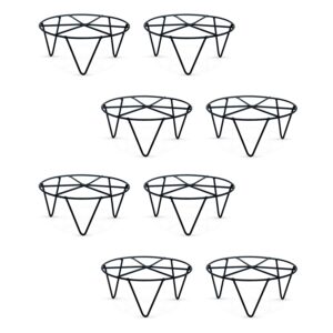 BonKaso Pack of 8 Round Stackable Metal Plant Stand (Dia 20 x 9 cm) | Durable Gamla Stand for Indoor & Outdoor Use | Space-Saving, Stylish Planter Holders for Home, Garden, Balcony & Terrace- Black
