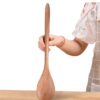 BrosMoon Big Wooden Spoon for Cooking, Large Wood Scoop Utensil, 18-inch Kitchen Serving Scoop for Big Pot, Long Handle Giant Spoon