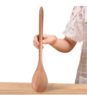 BrosMoon Big Wooden Spoon for Cooking, Large Wood Scoop Utensil, 18-inch Kitchen Serving Scoop for Big Pot, Long Handle Giant Spoon