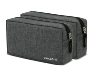 CRASOME Travel Organizer Gadget Case | Electronic Accessories Storage Pouch CRASOME Travel Organizer Gadget Case | Electronic Accessories Storage Pouch for Power Adapters, Cables, Dongle, Laptop Charger Pouch (CP2-Grey-Pack2)