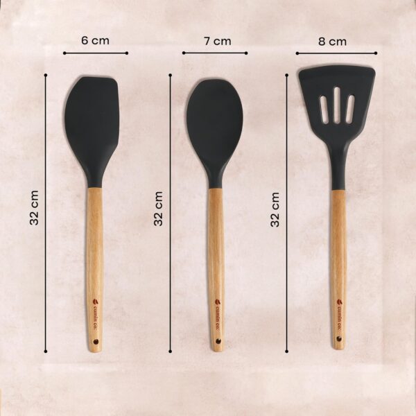 CUMIN CO. Silicone Spatula Set of 3 | Non Toxic CUMIN CO. Silicone Spatula Set of 3 | Non Toxic Heat Resistant Spatula for Cooking and Baking | BPA Free, SGS Certified | Upto 230°C | Cookware Friendly |