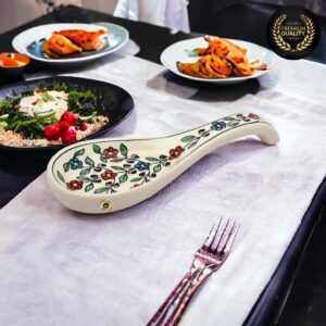 Ceramic Spoon Rest – Multicolour Hand-Painted Cutlery Rest for Kitchen Ceramic Spoon Rest – Multicolour Hand-Painted Cutlery Rest for Kitchen & Tableware – Ideal for Utensils, Easy to Clean – Pack of 1