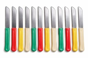 Colorful Kitchen Utility Knife Set, Stainless Steel Serrated Blades, Ergonomic Handles, Made in Germany, 12 Piece