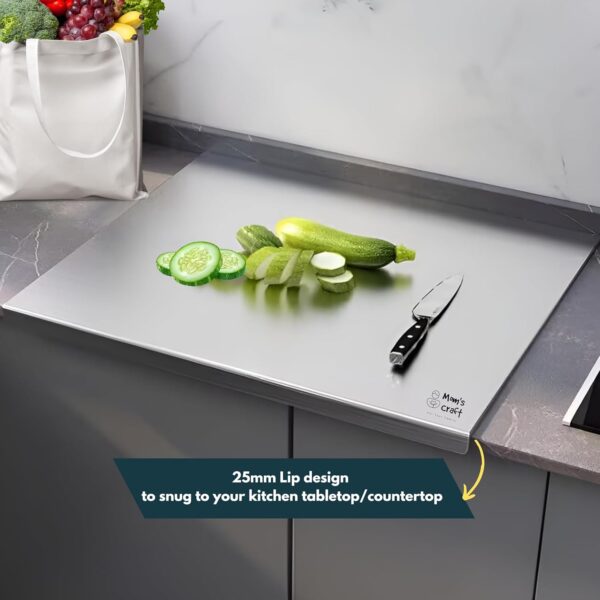 Countertop Stainless Steel Chopping Board 420×325 mm | Rust-Proof Metal Cutting Board for Kitchen| Durable Steel Vegetable Meat Fish Fruit Cutter Board | Hygienic Easy-Clean Food Prep Board