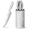 D.Perlla Knife Set, 6-Piece Kitchen Knife Set with Detachable Round D.Perlla Knife Set, 6-Piece Kitchen Knife Set with Detachable Round Vertical Knife Cylinder, Marble Style Handle Knife Set, Modern and Stylish for Easy Cleaning and
