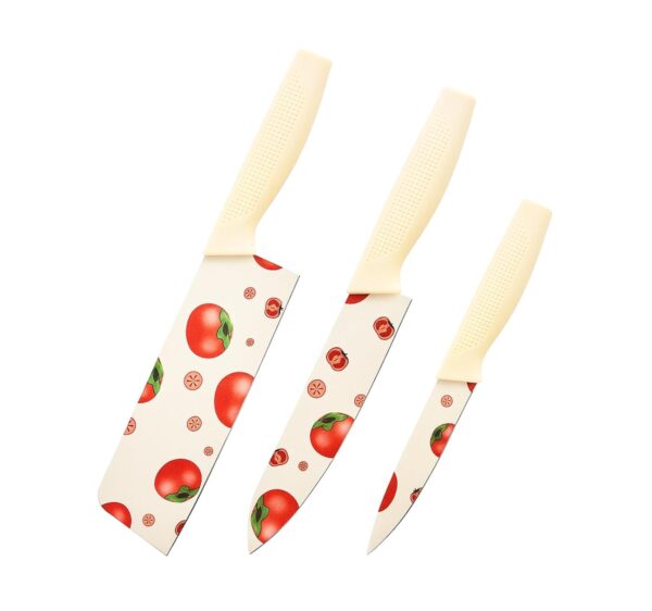 Decorative Kitchen Knife Set – 3-Piece Stainless Steel Blades with Non-Slip Grip Handles, Perfect for Chopping Vegetables, Fruits, Meat, Bread and Everyday Cooking Tasks
