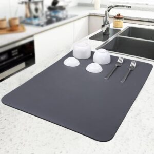 Dish Drying mat 40 x 60 cm – Premium Drying Kitchen mat | Multifunctional Water Absorbing mat, Coffee mat for Counter, Utensils Drying mat, Stylish Kitchen Slab mats, Quick Drain mat