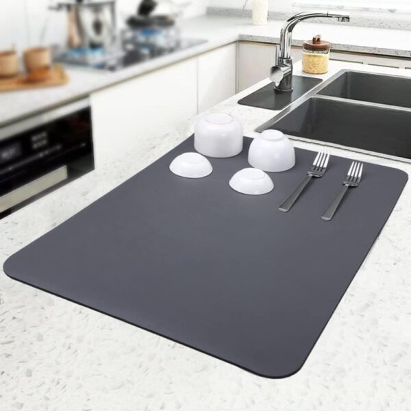 Dish Drying mat 40 x 60 cm – Premium Drying Dish Drying mat 40 x 60 cm – Premium Drying Kitchen mat | Multifunctional Water Absorbing mat, Coffee mat for Counter, Utensils Drying mat, Stylish Kitchen Slab mats, Quick Drain mat