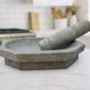 EZAHK Kalvam Stone Mortar and Pestle Set,Masher, Khalbatta, Kharal, Musal,for Kitchen, Home, Herbs and Spices (9.5 inch Grey,Big Size)