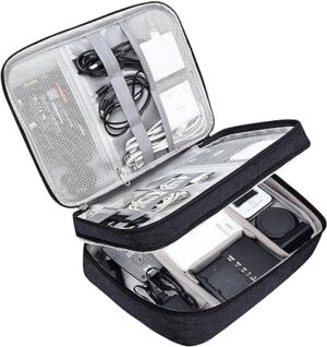 Electronics Accessories Organizer Bag, Universal Carry Travel Gadget Bag for Cables, Plug and More, Perfect Size Fits for Pad Phone Charger Hard Disk