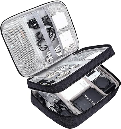 Electronics Accessories Organizer Bag, Universal Carry Travel Gadget Bag for Electronics Accessories Organizer Bag, Universal Carry Travel Gadget Bag for Cables, Plug and More, Perfect Size Fits for Pad Phone Charger Hard Disk