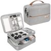 Elfora Double Layer Gadget Organizer Bag | Travel Case for Cables, Charger, Power Bank, Hard Disk & Electronics Accessories | Portable Tech Storage Pouch with Mesh Pockets & Handle Carry Strap (Grey)