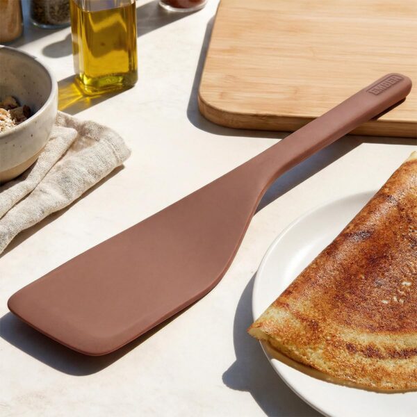 Ember Cookware Silicone Flip Spatula 34 cm | Platinum Grade Silicone | Wide Heat Resistant Spatula for Dosa, Pancakes & Cutlets | Non Scratch Seamless Unibody Design| Heat Safe up to 230°C |Terracotta