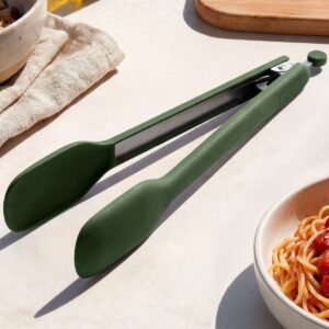 Ember Cookware Silicone Kitchen Tongs 27 cm | Stainless Steel Ember Cookware Silicone Kitchen Tongs 27 cm | Stainless Steel Core with Food Safe Silicone Grip | Heat Resistant Up to 230°C | Locking Mechanism | Green