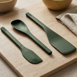 Ember Cookware Silicone Spatula Set of 3 – Stir, Flip Ember Cookware Silicone Spatula Set of 3 – Stir, Flip & Scraper | Platinum Grade Food Safe | Heat Resistant Up to 230°C | Seamless Unibody Design | Green