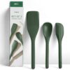 Ember Cookware Silicone Spatula Set of 3 – Stir, Flip & Scraper | Platinum Grade Food Safe | Heat Resistant Up to 230°C | Seamless Unibody Design | Green