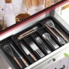 Expandable Utensil Kitchen Cabinet Tray | Flatware & Cutlery Rack | BPA Free & Size Adjustable | Storage For Spoon-Fork-Knives-Spatula Etc | Suitable For Home Kitchen Tableware & Devider