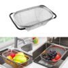 FRESHOME Stainless Steel Multipurpose Expandable Square Colander Strainer Or Washer FRESHOME Stainless Steel Multipurpose Expandable Square Colander Strainer Or Washer Bowl, Rice, Fruits, Vegetables And Grains To Filter Easily In Kitchen Bowl, 35L x 24W x 11.8H cm, Silver