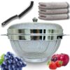Febzona Large12 inch fruit basket with lid net cover | Febzona Large12 inch fruit basket with lid net cover | stainless steel fruits storage basket fruit basket for dining table vegetable storeg basket kitchen (LARGE 12 INCH)