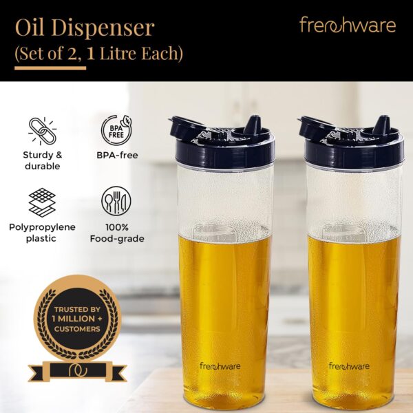 Frenchware-Oil-Dispenser-Pack-of-2-1-Litre-Each-100-Food-Grade-BPA-Free-Plastic-Ideal-for-Storing-Pouring-Liquids-Cooking-Oils-Refined-Oils-Olive-Oil-Vinegar-Soy-Sauce-Blue.jpg Frenchware Oil Dispenser (Pack of 2, 1 Litre Each) 100% Food-Grade, BPA-Free Plastic, Ideal for Storing & Pouring Liquids, Cooking Oils, Refined Oils, Olive Oil, Vinegar, Soy Sauce (Blue)