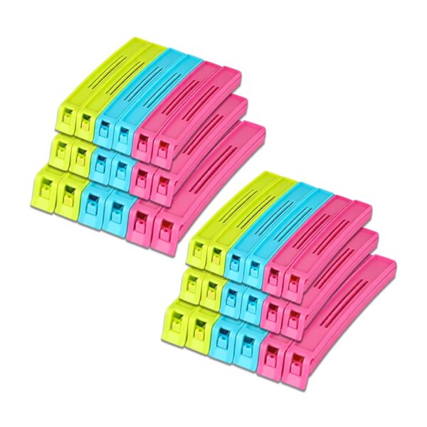 Gambit Premium Pouch Sealer, Reusable Airtight Clips for Keeping Food Fresh, Vacuum Sealer for Home & Kitchen, Snack Bag Sealing Clips Pack of 36 (Multicolor)