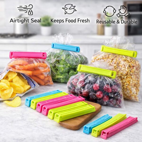Gambit Premium Pouch Sealer, Reusable Airtight Clips for Keeping Food Fresh, Vacuum Sealer for Home & Kitchen, Snack Bag Sealing Clips Pack of 36 (Multicolor)