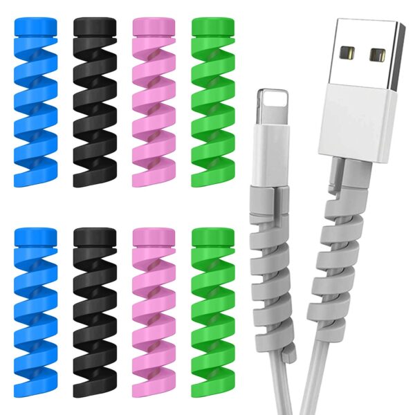 Gizga Essentials Spiral Cable Protector Cord Saver for Mac Charger, Gizga Essentials Spiral Cable Protector Cord Saver for Mac Charger, iPhone Charger, Wire Protector, Lightweight Durable Flexible Wire Winder for Charging Cables, Data Cables, Earphones, Pack of 10