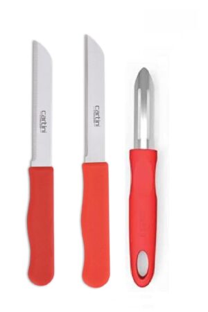 Godrej Cartini Kitchen Knife-Peeler Set of 3 | Handy Knife Godrej Cartini Kitchen Knife-Peeler Set of 3 | Handy Knife for Cutting Soft Fruits and Vegetables | Smart Peeler for Easy Peeling | For Home Kitchen | Stainless Steel Ground Blade | 1 Yr Warranty