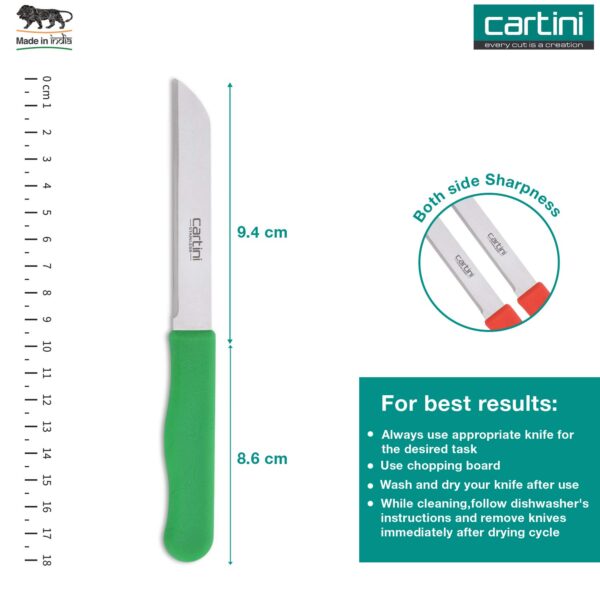 Godrej Cartini Kitchen Knife-Peeler Set of 3 | Handy Knife for Cutting Soft Fruits and Vegetables | Smart Peeler for Easy Peeling | For Home Kitchen | Stainless Steel Ground Blade | 1 Yr Warranty