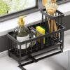 HASTHIP® Metal Sponge Holder for Kitchen Sink Countertop Auto-Draining Sink Organizer Caddy with Soap Tray Sinks Organizer Caddy No-Drill Sponge Holder