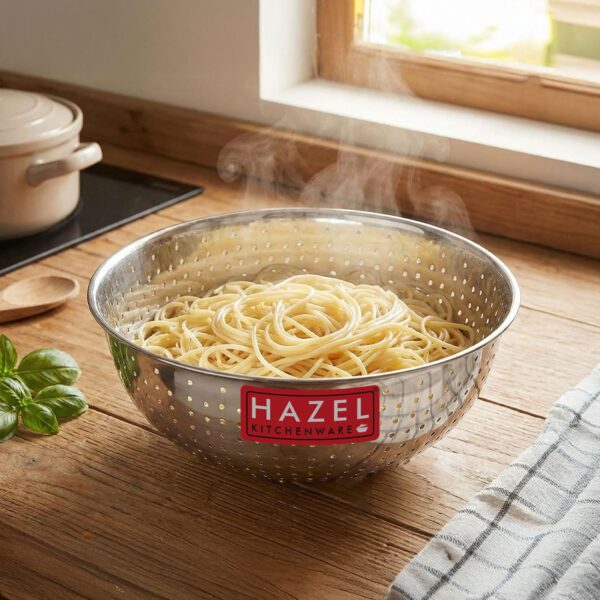 HAZEL Stainless Steel Multipurpose Food & Vegetable Strainer, 23 cm Diameter, 1 Pc