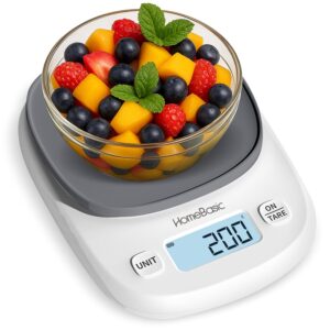 HOMEBASIC Digital Kitchen Weighing Scale 5Kg, High-Precision 1g Accuracy | LCD Display, Tare Function, Multi-Units (g, oz, lb, ml) Portable Weight Machine Food Scale for Cooking Baking Diet (GREY)