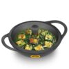 Hawkins Futura 3.5 Litre Cast Iron Kadhai, Naturally Nonstick Cast Hawkins Futura 3.5 Litre Cast Iron Kadhai, Naturally Nonstick Cast Iron Kadai with Glass Lid, Cast Iron Cookware for Kitchen, Black (CIK35G)