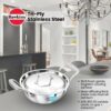 Hawkins Pro 1.5 Litre Deep-Fry Pan, Triply Stainless Steel Kadhai with Steel Handles and Steel Lid, Small Kadhai, Silver (PSK15S)